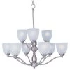Stefan 9-Light Satin Nickel Chandelier with Frosted Shade by Maxim Lighting