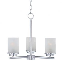 Corona 3-Light Satin Nickel Chandelier with Frosted Shade by Maxim Lighting