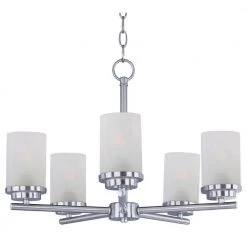 Corona 5-Light Satin Nickel Chandelier with Frosted Shade by Maxim Lighting