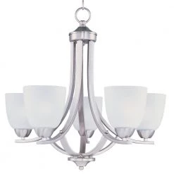 Axis 5-Light Satin Nickel Chandelier with Frosted Shade by Maxim Lighting