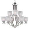 Axis 9-Light Satin Nickel Chandelier with Frosted Shade by Maxim Lighting
