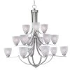 Axis 15-Light Satin Nickel Chandelier with Frosted Shade by Maxim Lighting