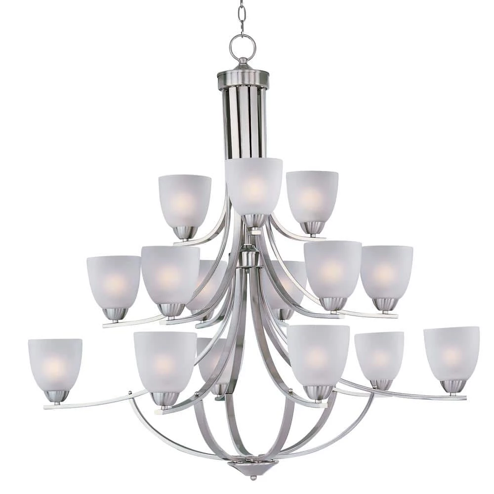Axis 15-Light Satin Nickel Chandelier with Frosted Shade by Maxim Lighting 1 Axis 15-Light Satin Nickel Chandelier with Frosted Shade by Maxim Lighting