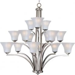Aurora 15-Light Satin Nickel Multi-Tier Chandelier by Maxim Lighting