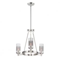 Crescendo 20 in. W 3-Light Satin Nickel Chandelier with Clear/Frosted Shade by Maxim Lighting