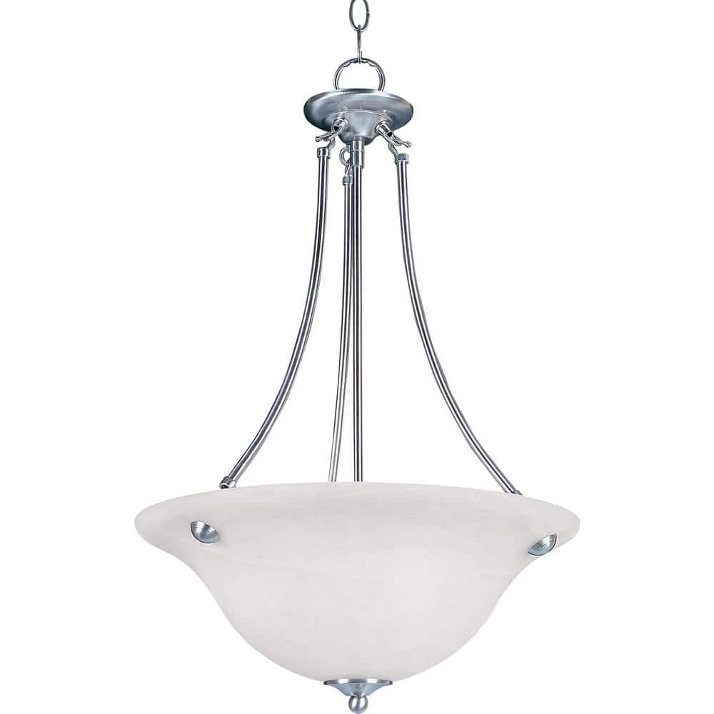 Malaga 3-Light Satin Nickel Invert Bowl Pendant by Maxim Lighting 1 Malaga 3-Light Satin Nickel Invert Bowl Pendant by Maxim Lighting