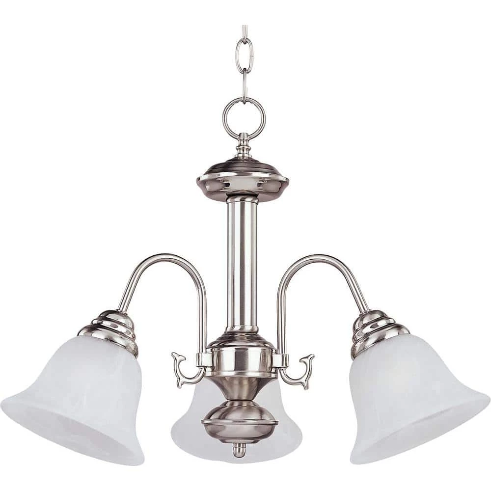 Malaga 3-Light Satin Nickel Mini Chandelier by Maxim Lighting 1 Malaga 3-Light Satin Nickel Mini Chandelier by Maxim Lighting