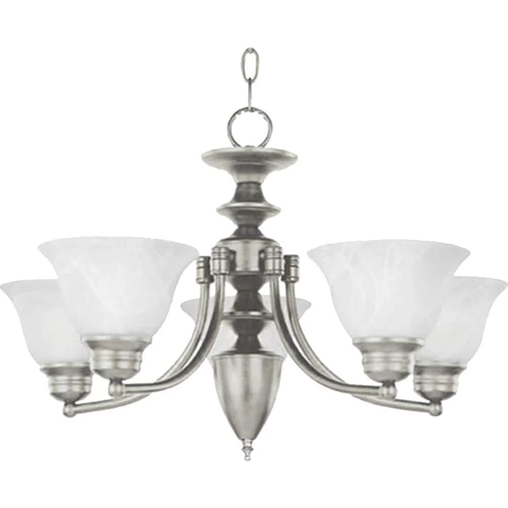 Malaga 5-Light Satin Nickel Chandelier by Maxim Lighting 1 Malaga 5-Light Satin Nickel Chandelier by Maxim Lighting