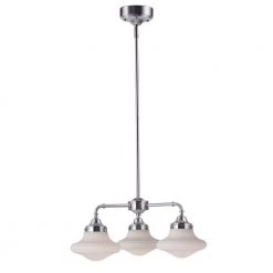 New School 21.5 in. W 3-Light Satin Nickel Chandelier with Satin White Shade by Maxim Lighting