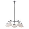 New School 28 in. W 5-Light Satin Nickel Chandelier with Satin White Shade by Maxim Lighting