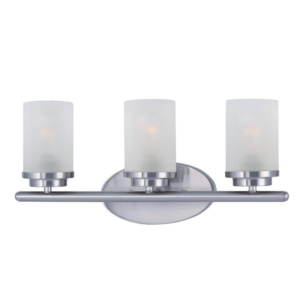 Corona 8 in. 3-Light Satin Nickel Vanity Light with Frosted Glass Shade by Maxim Lighting 1 Corona 8 in. 3-Light Satin Nickel Vanity Light with Frosted Glass Shade by Maxim Lighting