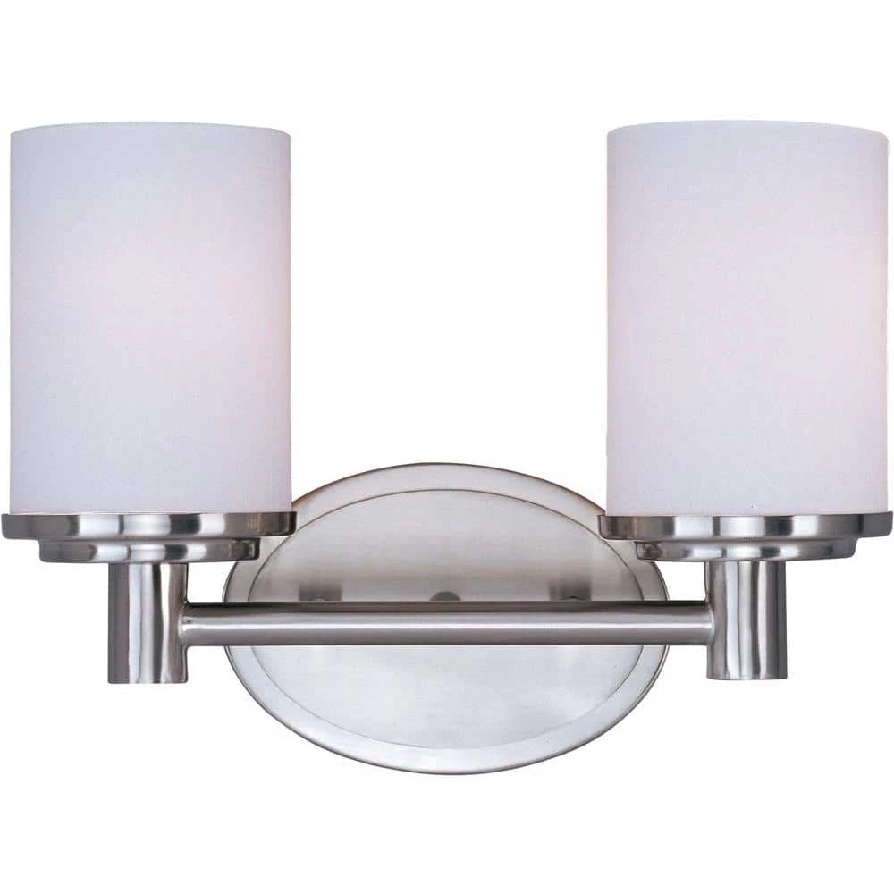 Cylinder 2-Light Satin Nickel Bath Vanity Light by Maxim Lighting 1 Cylinder 2-Light Satin Nickel Bath Vanity Light by Maxim Lighting