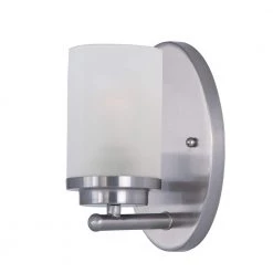 Corona 1-Light Satin Nickel Wall Sconce with Frosted Shade by Maxim Lighting