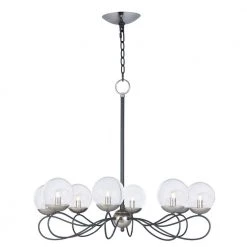 Reverb 31 in. W 8-Light Textured Black/Polished Nickel Chandelier with Bubble Glass Shade by Maxim Lighting