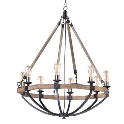 Lodge 8-Light Weathered Oak / Bronze Chandelier by Maxim Lighting