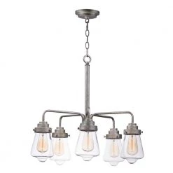 Cape Cod 26 in. W 5-Light Weathered Zinc Chandelier with Clear Shade by Maxim Lighting