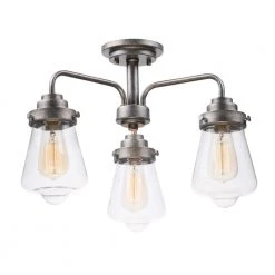 Cape Cod 21 in. 3-Light Weathered Zinc Flushmount by Maxim Lighting
