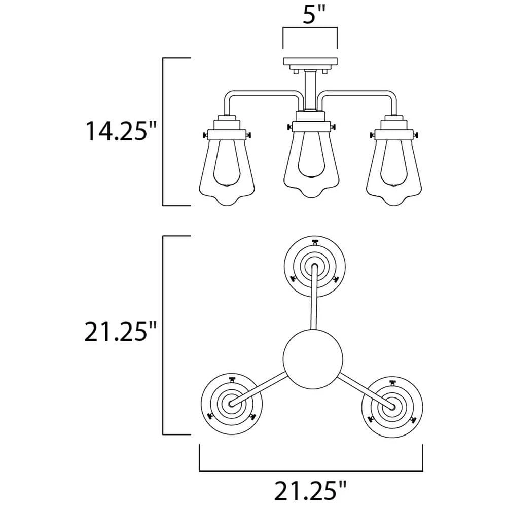 Cape Cod 21 in. 3-Light Weathered Zinc Flushmount by Maxim Lighting 2 Cape Cod 21 in. 3-Light Weathered Zinc Flushmount by Maxim Lighting - Image 2